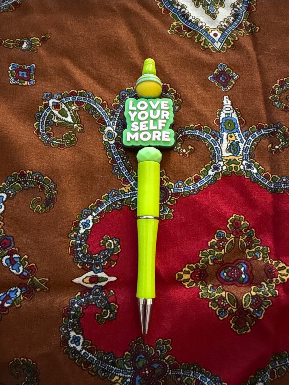 Neon Green "Love Yourself More" Decorative Ballpoint Pen 2/$10